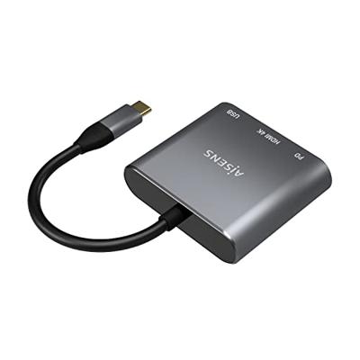 AISENS - A109-0669 Converter USB-C naar HDMI/USB-C PD/Type A USB 3.0, 3-in-1, grijs, 15 cm