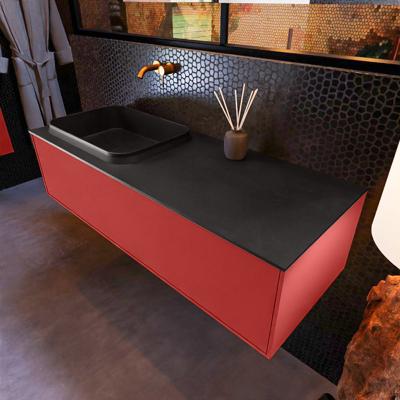 Badkamermeubelset Mondiaz Erin 120 cm met 1 Lade met RIDGE Wastafel Links Urban Zonder Kraangaten Greeploos Mat Fire Badkamermeubelset Mondiaz Erin 120 cm met 1 Lade met RIDGE Wastafel Links Urban Zonder Kraangaten Greeploos Mat Fire