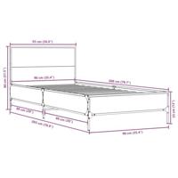 Bedframe bewerkt hout en metaal bruin eikenkleurig 90x200 cm - thumbnail