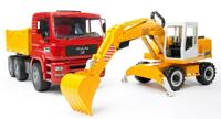 Bruder MAN TGA kipper met Liebherr graafmachine - thumbnail