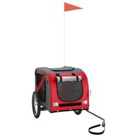 VidaXL Hondenfietstrailer oxford stof en ijzer rood en grijs - thumbnail