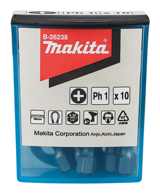 Makita Accessoires Schroefbit PH1x50mm - B-26238 B-26238 Makita Accessoires Schroefbit PH1x50mm - B-26238 B-26238