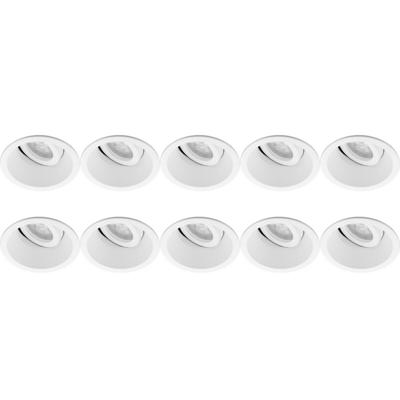 Spot Armatuur 10 Pack - Pragmi Zano Pro - GU10 Inbouwspot - Rond - Wit - Aluminium - Kantelbaar - Ø93mm