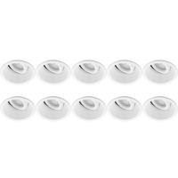 Spot Armatuur 10 Pack - Pragmi Zano Pro - GU10 Inbouwspot - Rond - Wit - Aluminium - Kantelbaar - Ø93mm - thumbnail