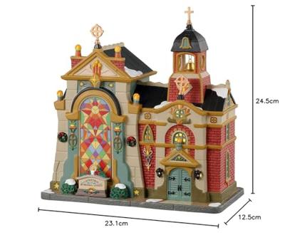 Lemax cathedral of eternal light verlichte kerk Caddington Village 2022