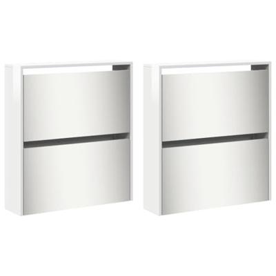 Schoenenkast met spiegel 4-laags 63x17x134 cm hoogglans wit