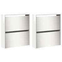 Schoenenkast met spiegel 4-laags 63x17x134 cm hoogglans wit - thumbnail