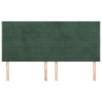 Hoofdborden 4 st 90x5x78/88 cm fluweel donkergroen - thumbnail