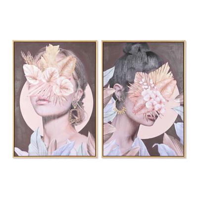 Schilderij DKD Home Decor Blommor Modern (50 x 3,5 x 70 cm) (2 Stuks)