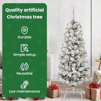 VidaXL Kunstmatige inklapbare kerstboom groen en wit 150 cm - thumbnail