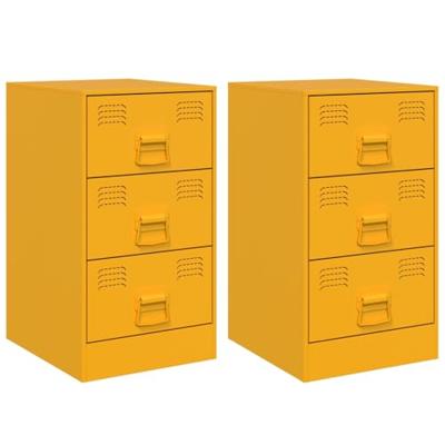 Nachtkastjes 2 st 34,5x39x62 cm staal mosterdgeel