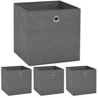 Opbergboxen 4 st 32x32x32 cm nonwoven stof grijs - thumbnail