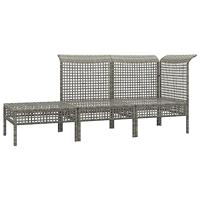 3-delige Loungeset met kussens poly rattan grijs - thumbnail