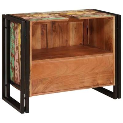 Wastafelonderkast met de deur Massief Gerecycled Hout, Ijzer Wastafelonderkast met de deur Massief Gerecycled Hout, Ijzer