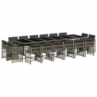 17-delige Tuinset met kussens poly rattan grijs - thumbnail