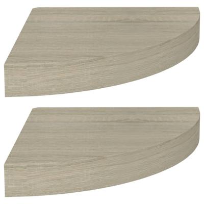 VidaXL Hoekschappen zwevend 2 st 25x25x3,8 cm mdf eikenkleurig VidaXL Hoekschappen zwevend 2 st 25x25x3,8 cm mdf eikenkleurig