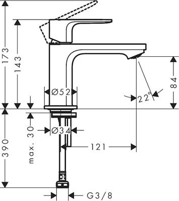 Hansgrohe Rebris S 1-gats toiletkraan 80 z. waste koud water chroom 72503000 - thumbnail