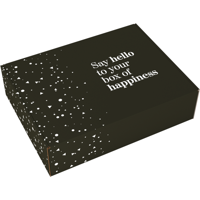 Bezorgdoos | Hello Happiness | golfkarton | 460x360x120mm | zwart/wit | 15 stuks - thumbnail