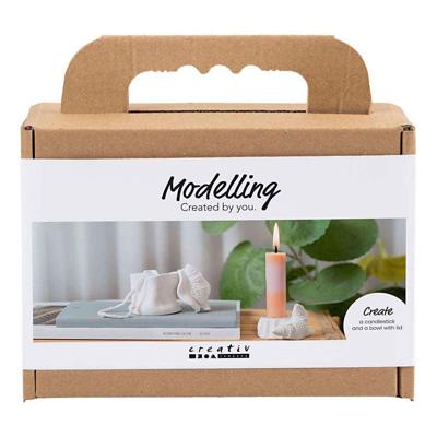 Creativ Company Mini hobbyset boetseren kandelaar met schelpen off white Creativ Company Mini hobbyset boetseren kandelaar met schelpen off white