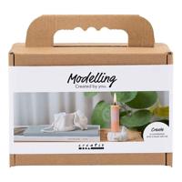Creativ Company Mini hobbyset boetseren kandelaar met schelpen off white - thumbnail