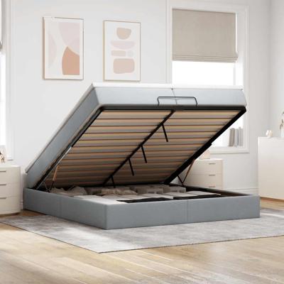 Ottoman bed met matrassen 200x200cm stof lichtgrijs