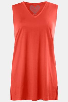 Ulla Popken Top, V-hals, brede bandjes, zijsplitten - Grote Maten