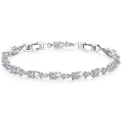 Vrouwen schijnt Cubic Zirkonia kristal sieraden armband (zilver)