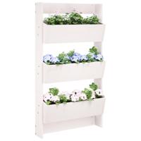 VidaXL Plantenbak wandmontage 3-laags 60x18,5x110 cm grenenhout wit - thumbnail
