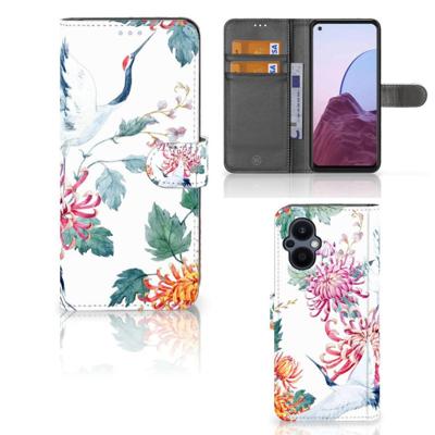 OPPO Reno 8 Lite | OnePlus Nord N20 | Telefoonhoesje | Met pasjeshouder | Bird Flowers