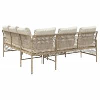 2-delige Loungeset met kussens poly rattan beige - thumbnail