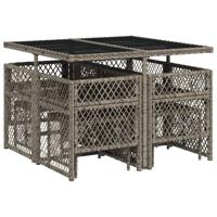 9-delige Tuinset met kussens poly rattan grijs - thumbnail
