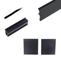 Xperta Afdekprofiel 4m - Montage op plafond - Brede clips - Tochtstrip - Eindkappen t.b.v. rails en afdekprofiel - Zwart - Deurdikte 50-54mm - thumbnail