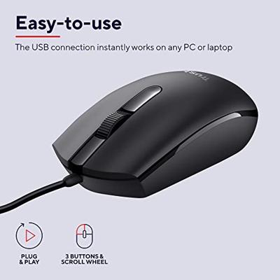 Trust Maus mit Kabel Muis USB Optisch 3 Toetsen 1200 dpi Muisknoppen Trust Maus mit Kabel Muis USB Optisch 3 Toetsen 1200 dpi Muisknoppen