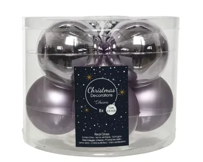Kerstballen Glas Ø7cm Lila 8st