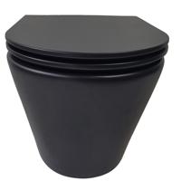 Rimless Wandcloset BWS Astev Flush Mat Zwart Met Flatline Toiletzitting Softclose En Quick Release Mat Zwart - thumbnail