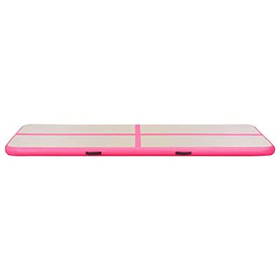 Gymnastiekmat met pomp opblaasbaar 800x100x10 cm PVC roze - thumbnail
