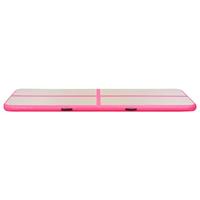 Gymnastiekmat met pomp opblaasbaar 800x100x10 cm PVC roze - thumbnail