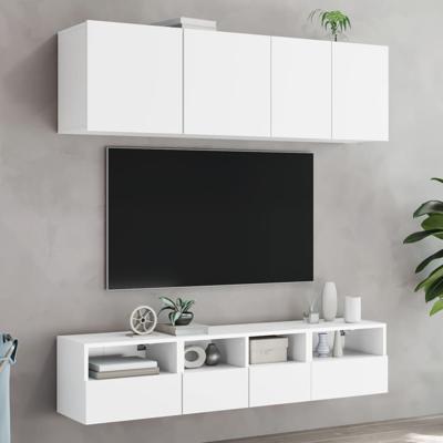 5-delige Tv-meubelset bewerkt hout wit - thumbnail