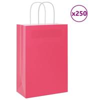 VidaXL Papieren zakken 250 st met hengsels 21x11x31 cm roze - thumbnail