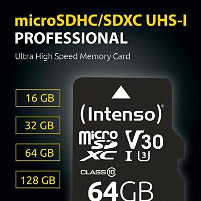 Intenso Professional microSDHC-kaart 32 GB Class 10, UHS-I Incl. SD-adapter