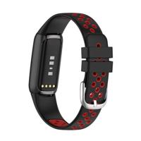Fitbit Luxe - Siliconen sportbandje - Maat: Large - Zwart + rood - thumbnail