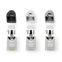 Nedis CCBW89390GY Rj45-connector Rj45 Pass Through Stevig/gesnoerd Ftp Cat7 Recht Verguld 10 Stuks Pvc Grijs / Wit / Zwart Doos - thumbnail