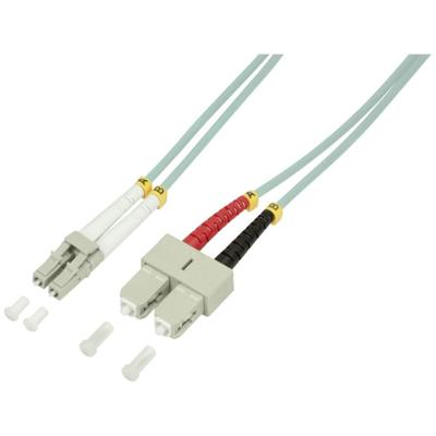 LogiLink FP3LS01 Glasvezel Optische vezel Aansluitkabel 1.00 m Turquoise [1x LC-stekker - 1x SC-stekker] 50/125 µ Multimode OM3