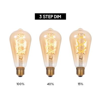 Lucide ST64 - Filament lamp - Ø 6,4 cm - LED 3 StepDim (Memory) - E27 - 1x4,9W 2200K - Amber