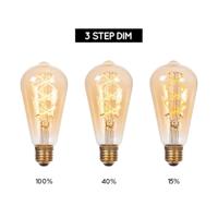Lucide ST64 - Filament lamp - Ø 6,4 cm - LED 3 StepDim (Memory) - E27 - 1x4,9W 2200K - Amber - thumbnail