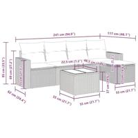 6-delige Loungeset met kussens poly rattan bruin - thumbnail