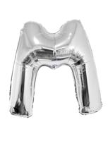 Folieballon Zilver Letter &apos;M&apos; groot - thumbnail