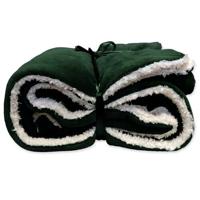 Unique Living Unique Living Lars coral fleece/suede plaid 150x200cm dark green - thumbnail