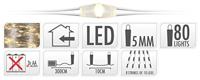 S.I.A. Zilverdraad Waterval Kerstverlichting op Batterij 75cm 80 LED Lampjes - thumbnail