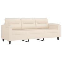 3-delige Loungeset met kussens microvezelstof beige - thumbnail